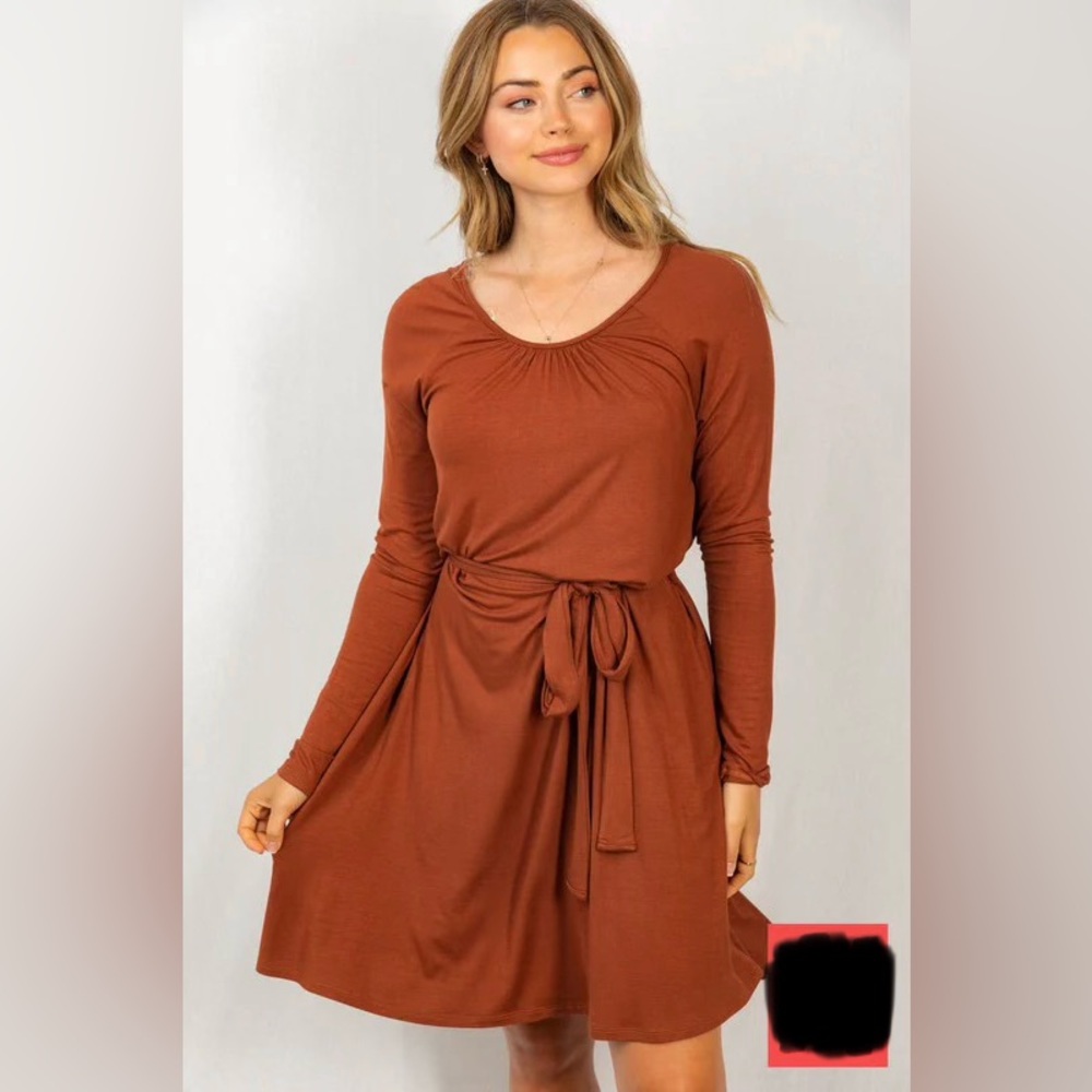 NEW White Birch Pumpkin Spice Long Sleeve Dress